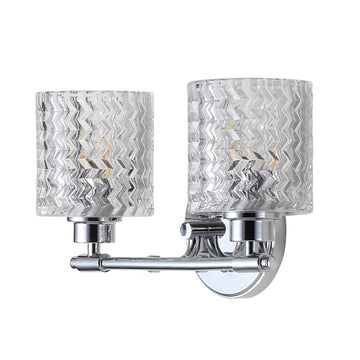 Spaulding Vintage Iron/Chevron Pattern Glass Farmhouse Cottage LED Vanity Light - JONATHAN Y